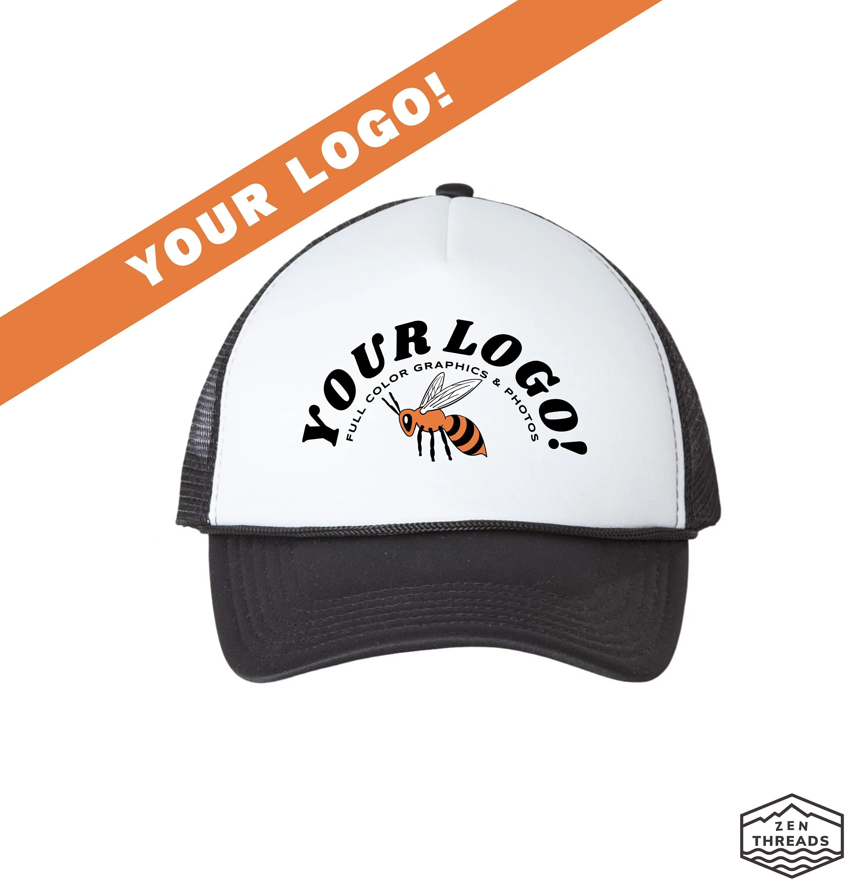 Custom Trucker Hat - Foam Front, Mesh Back, Adjustable - Full Color Logo Print