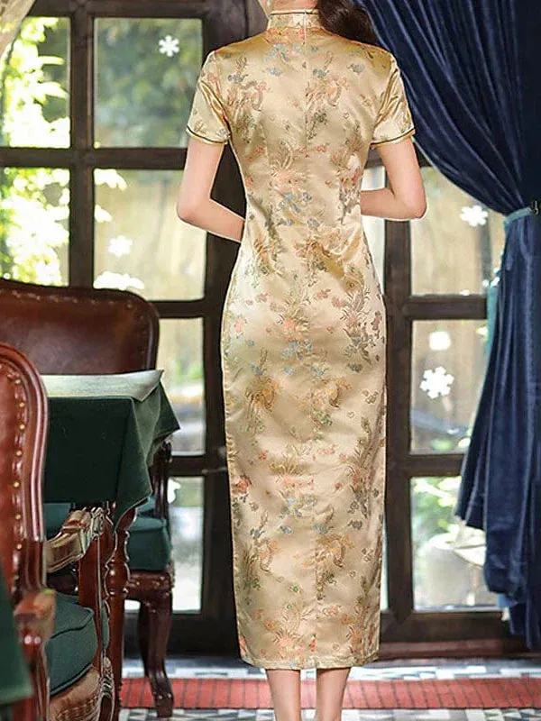 Elegant Animal Embroidered Sheath Midi Dress for Women - Perfect for Weddings and Summer Parties