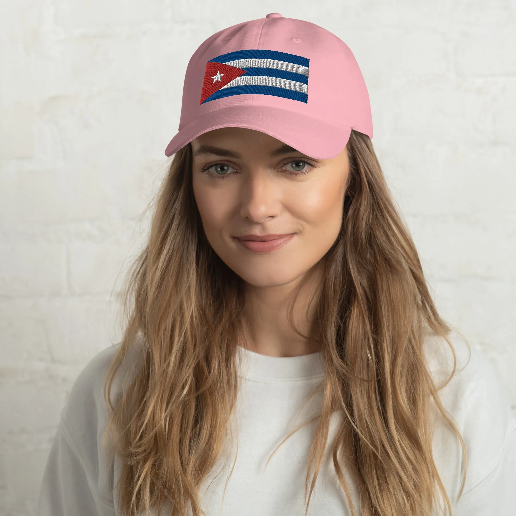 Embroidered Dad Hat With Cuba Flag