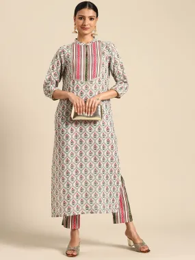 Fabulous Multicolor Moss Digital Floral Printed Kurti With Pant