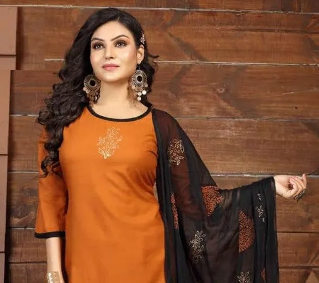 Fantastic Orange Heavy Rayon Printed Kurti And Fancy Dupatta