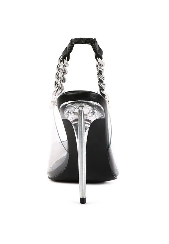 GODDESS HEELED CLEAR CHAIN SLINGBACK SANDAL