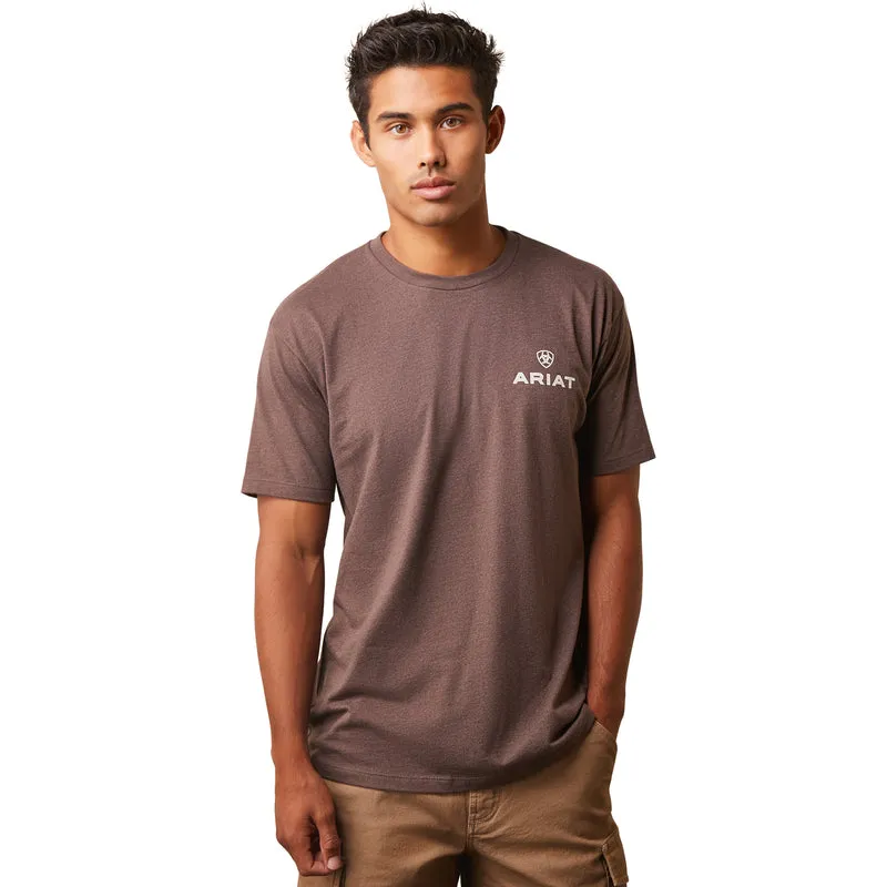 'Ariat' Men's Patch T-Shirt - Brown Heather