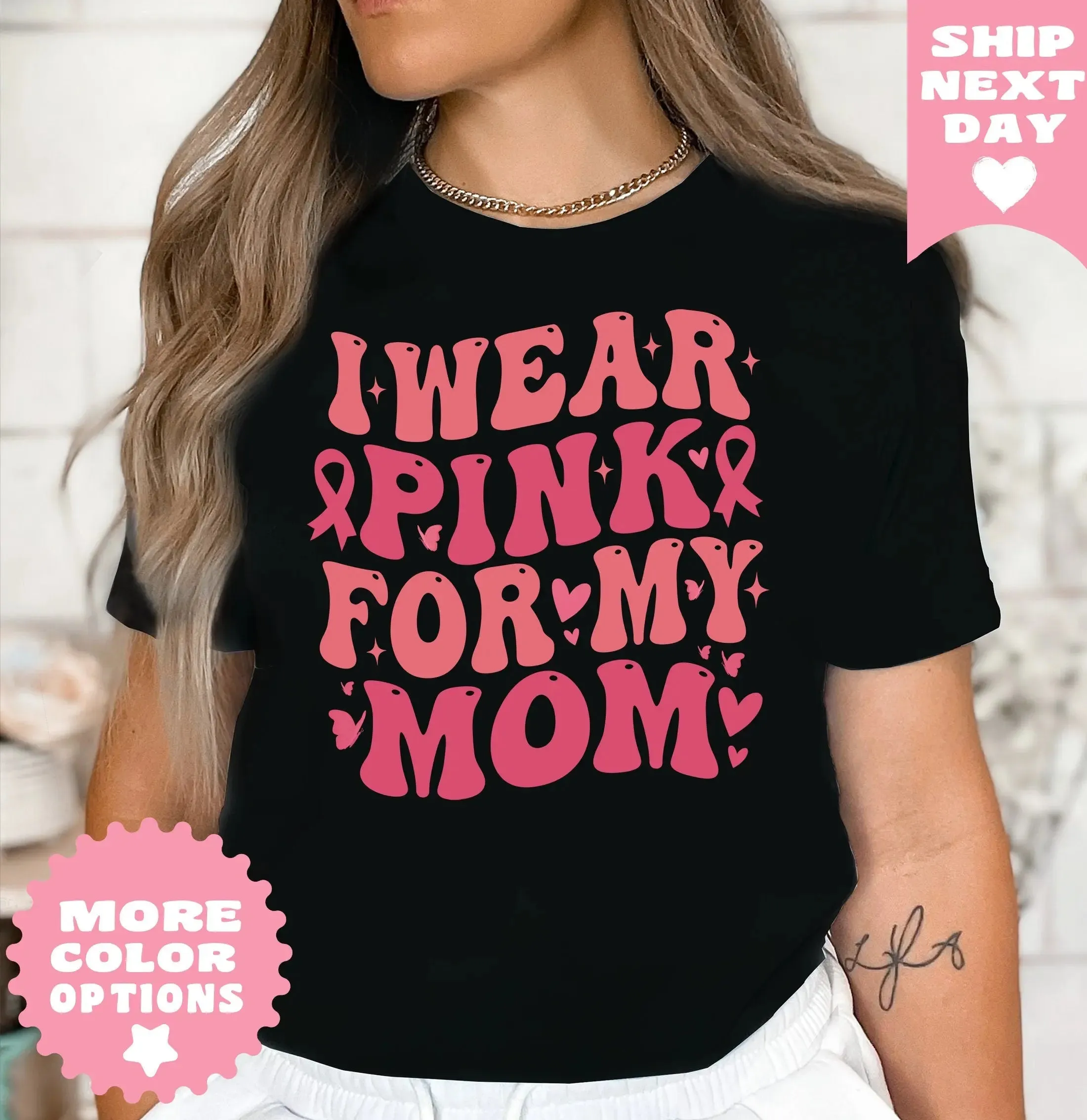 I Wear Pink For My Mom Shirt, Pink Ribbon Shirt, Breast Cancer Shirt, Cancer TShirt, Cancer Mom TShirt, Cancer Awareness, Cancer Support Tee