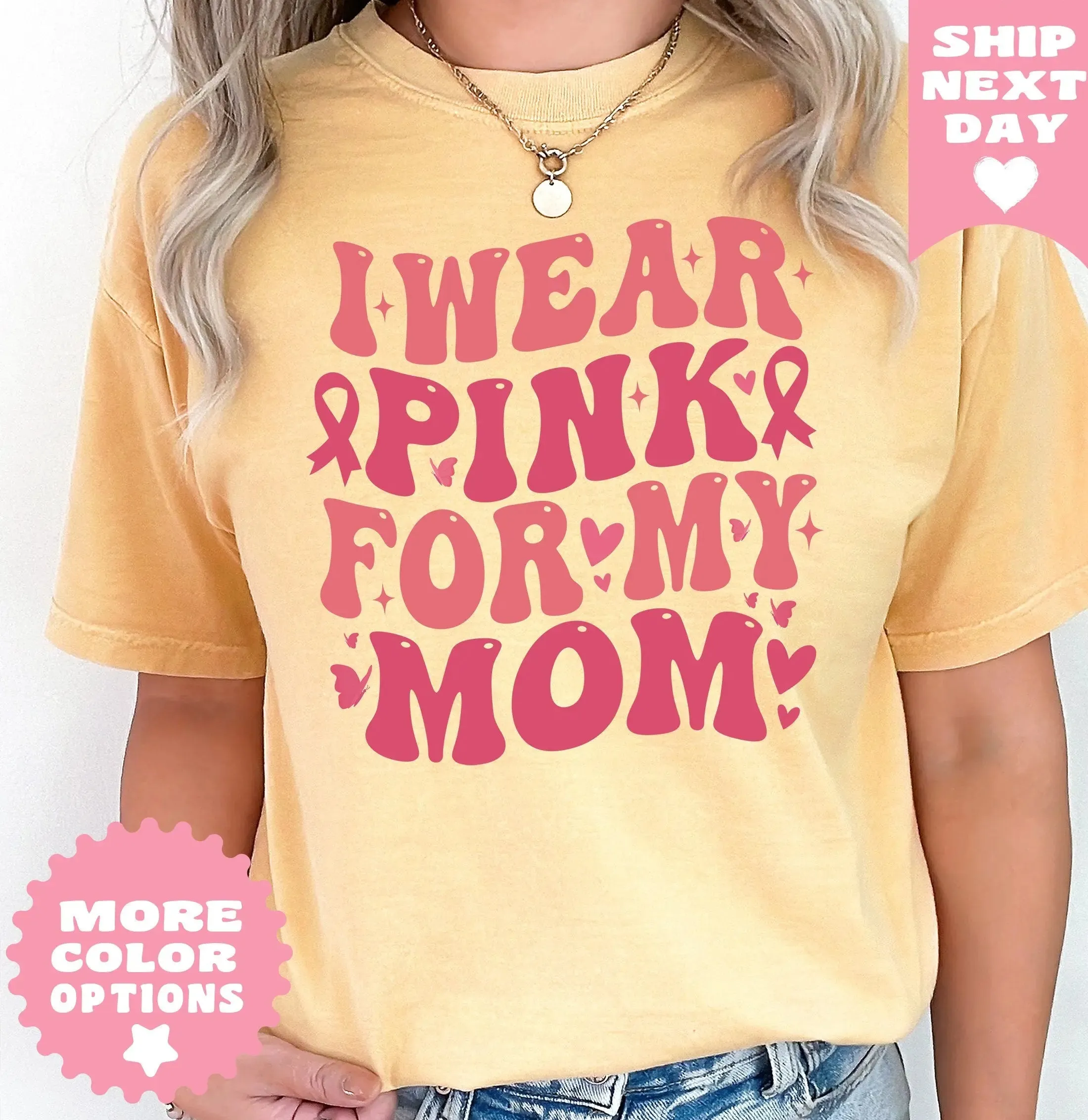 I Wear Pink For My Mom Shirt, Pink Ribbon Shirt, Breast Cancer Shirt, Cancer TShirt, Cancer Mom TShirt, Cancer Awareness, Cancer Support Tee