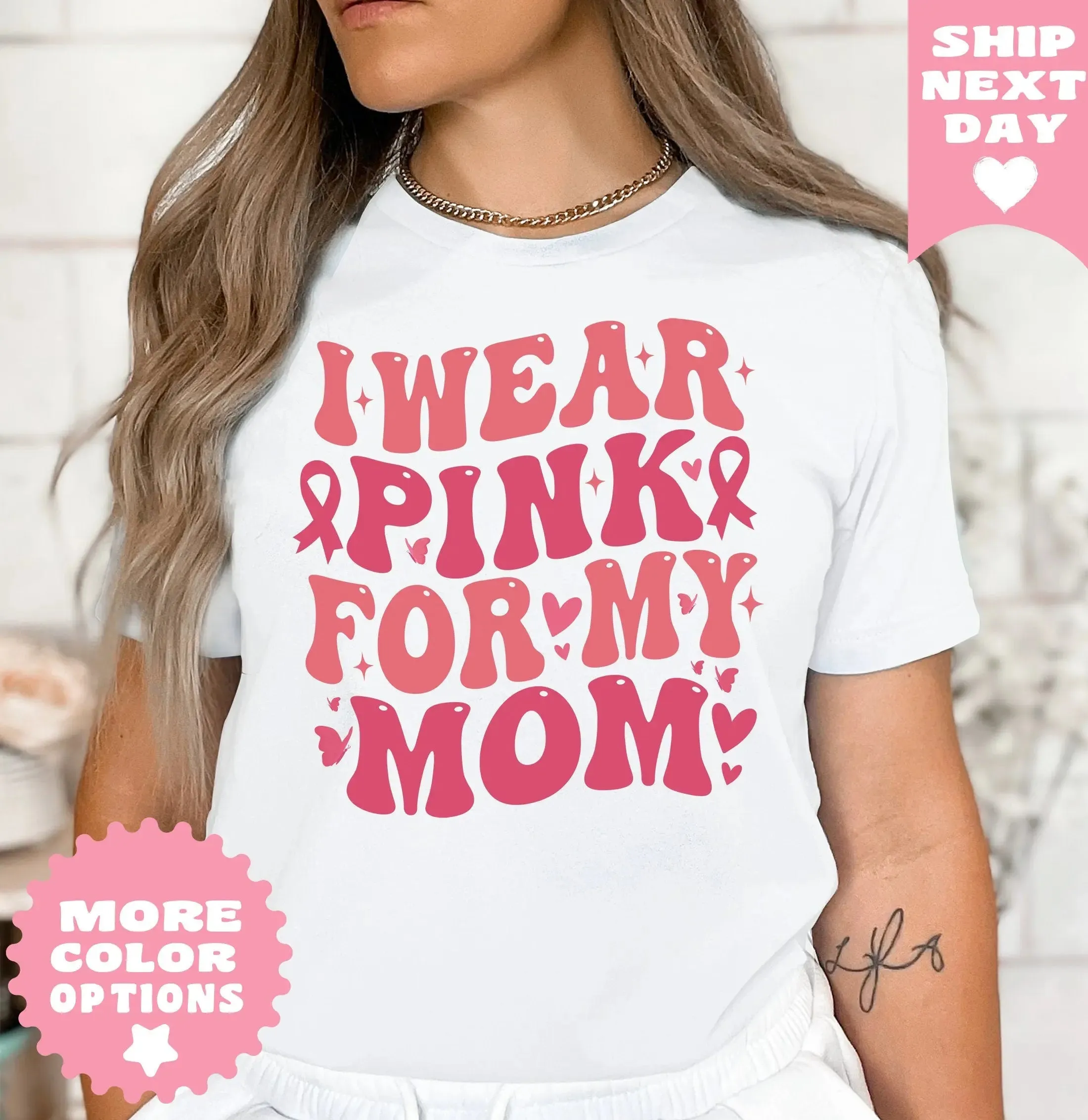 I Wear Pink For My Mom Shirt, Pink Ribbon Shirt, Breast Cancer Shirt, Cancer TShirt, Cancer Mom TShirt, Cancer Awareness, Cancer Support Tee