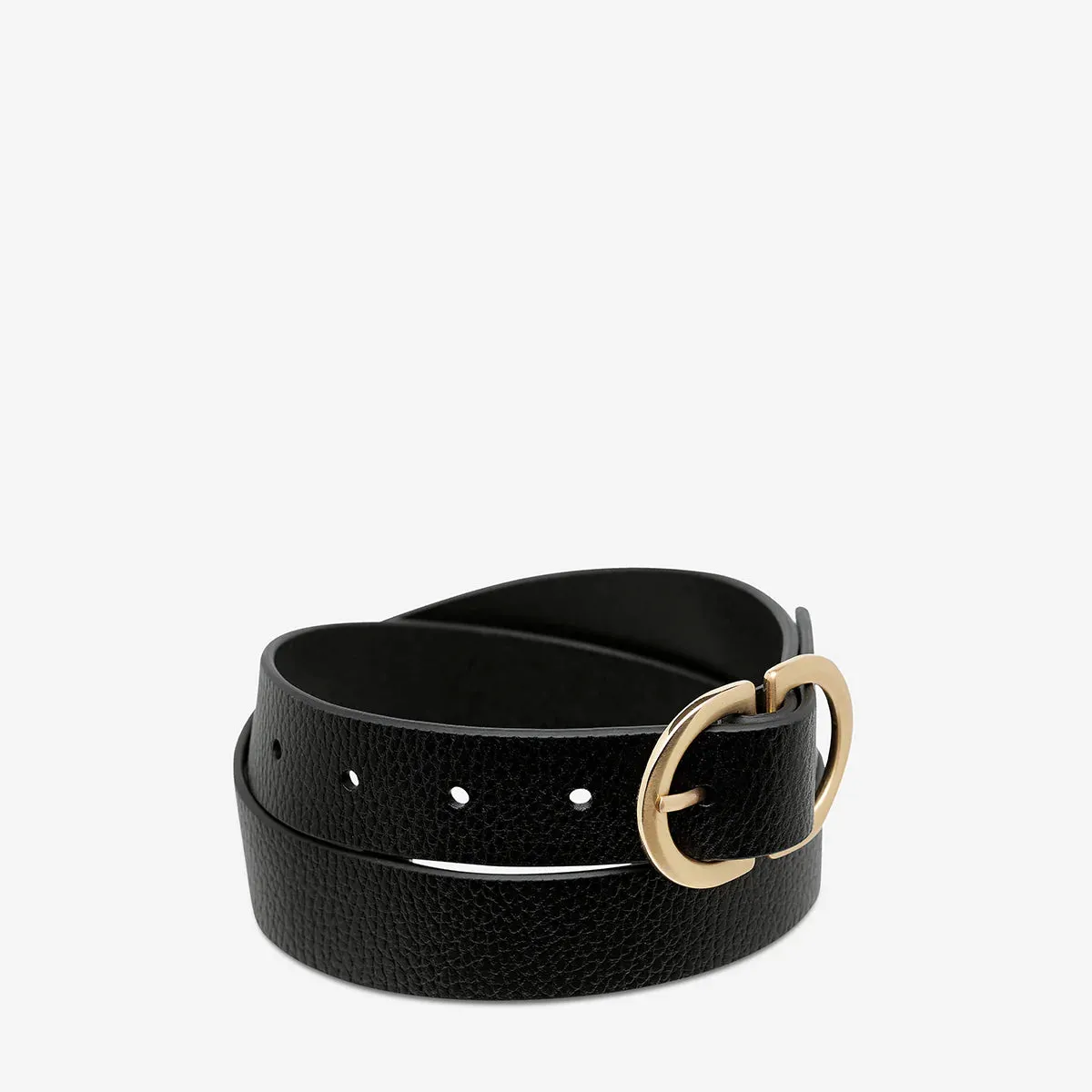 In Reverse - Black Gold Leather Belt