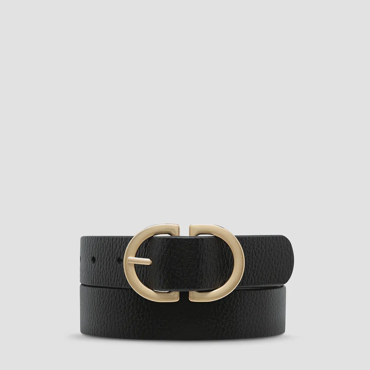 In Reverse - Black Gold Leather Belt