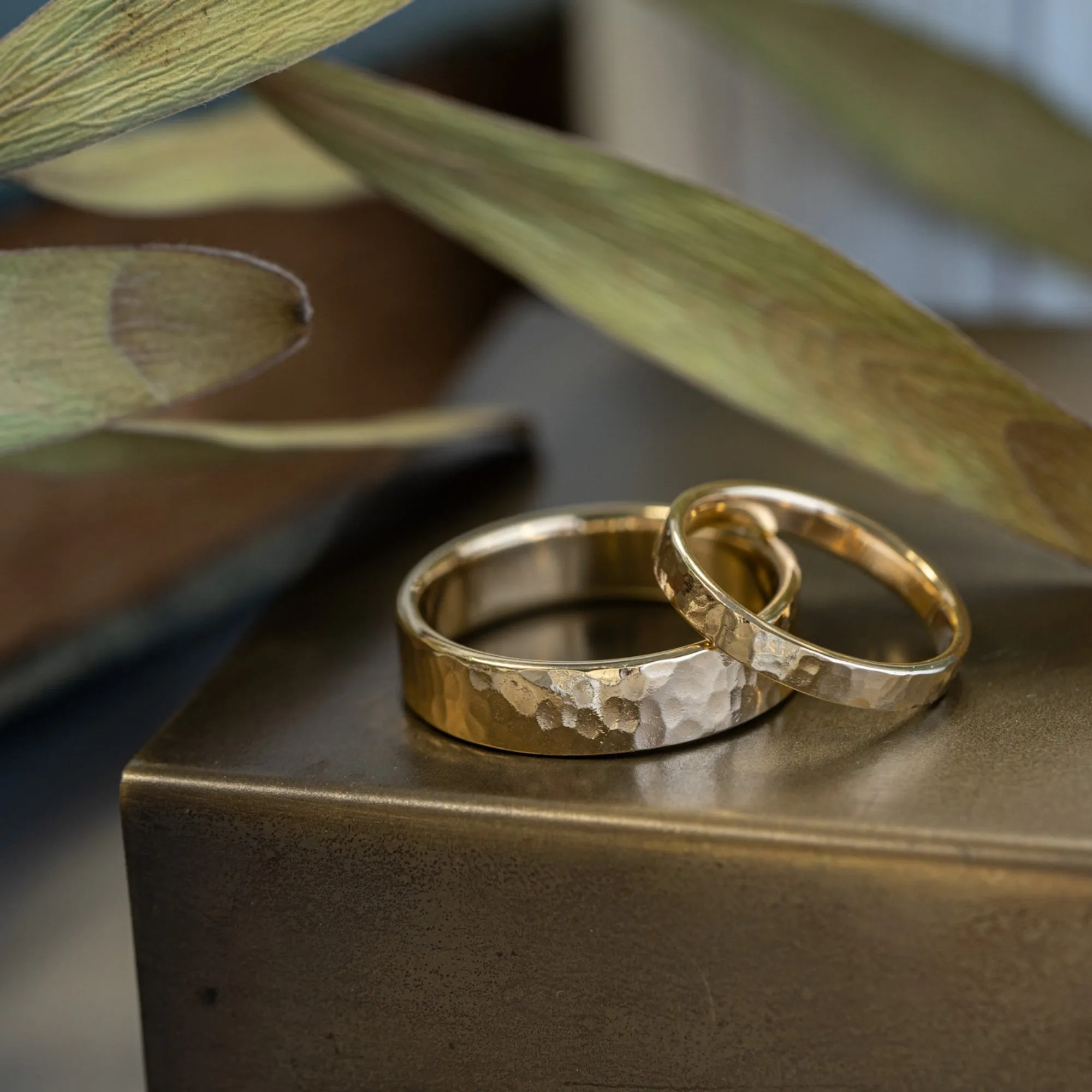 (In-Stock) The Marsh | Hammered 10k Yellow Gold Ring - Size 13 | 6mm Wide