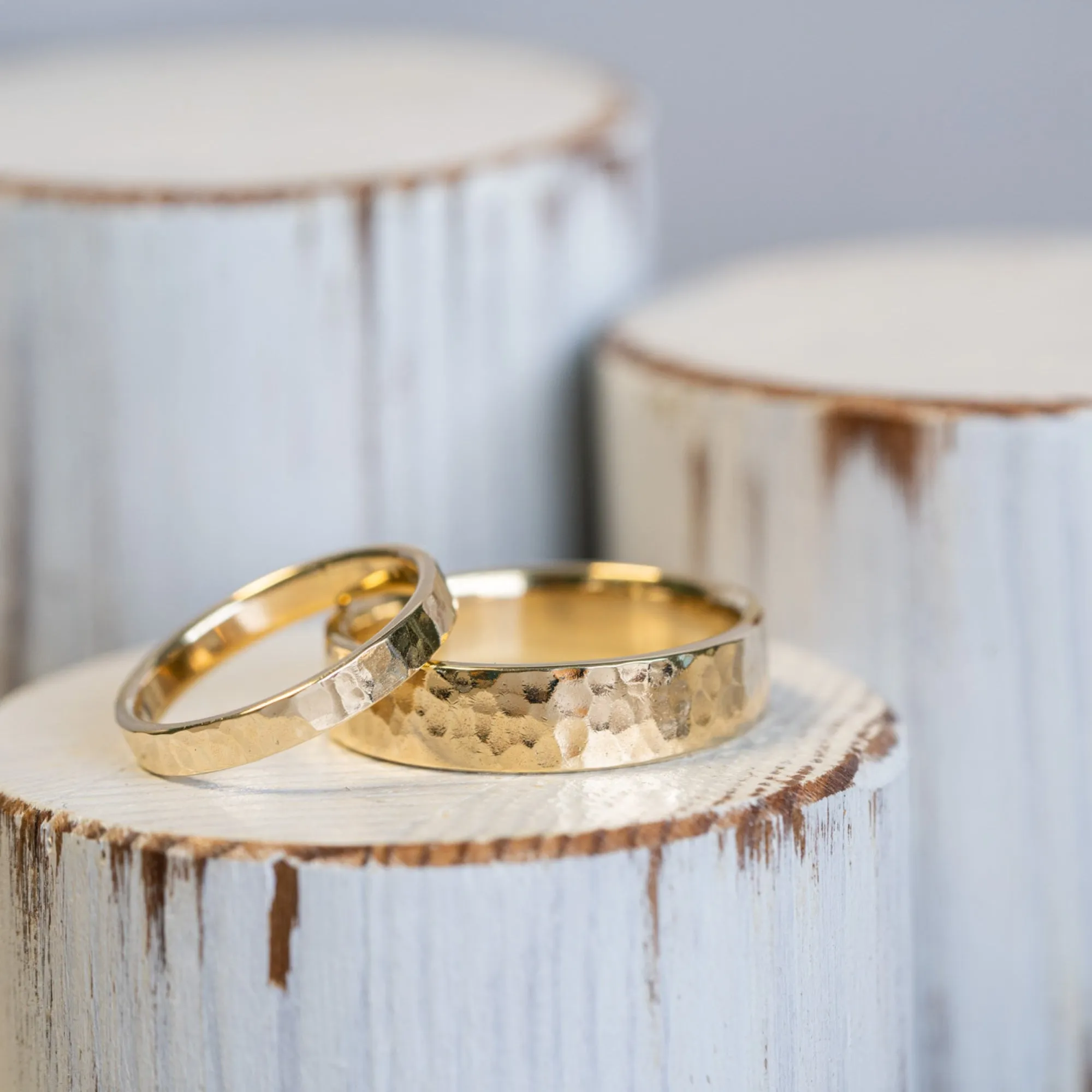 (In-Stock) The Marsh | Hammered 10k Yellow Gold Ring - Size 13 | 6mm Wide