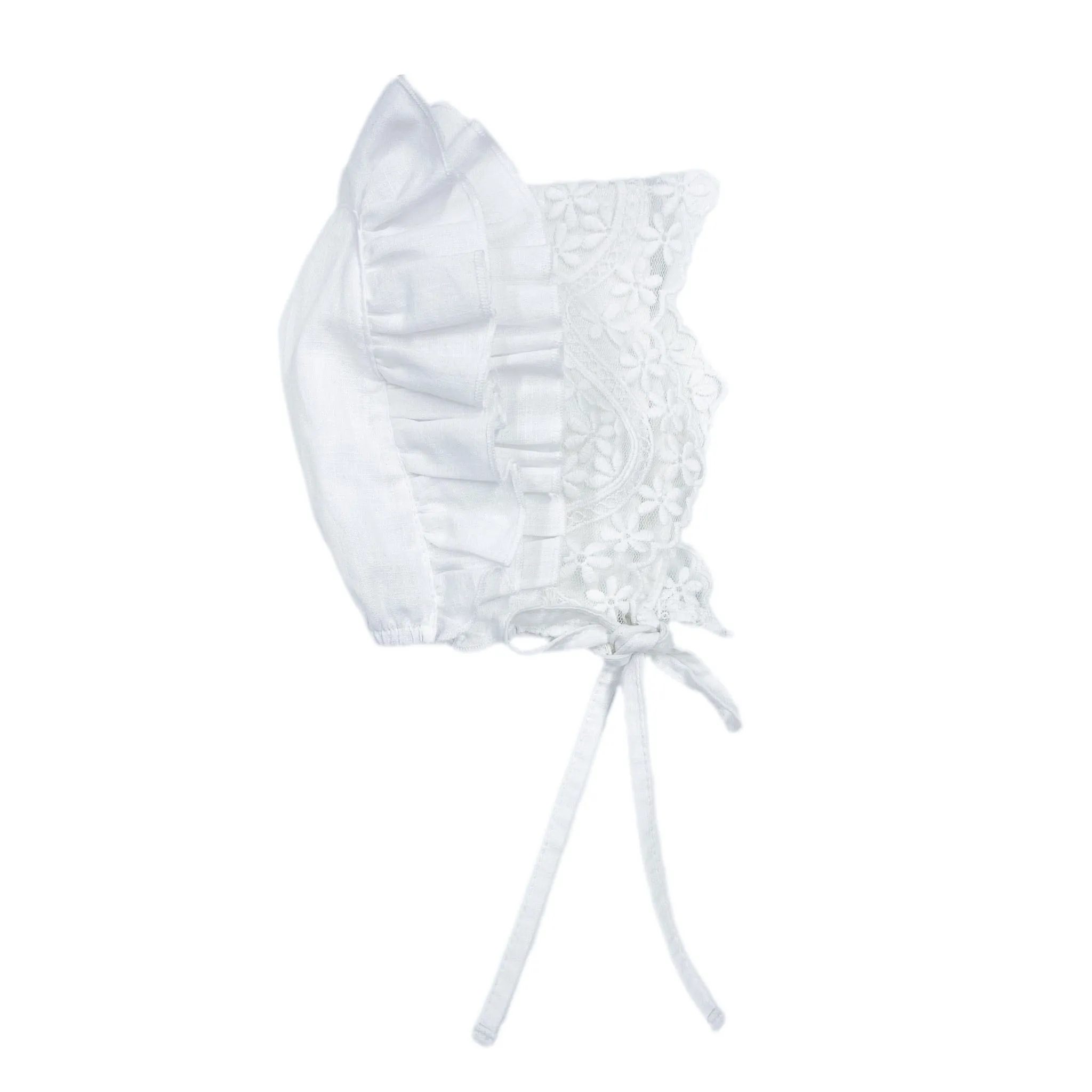 Katherine Embroidered Linen Bonnet