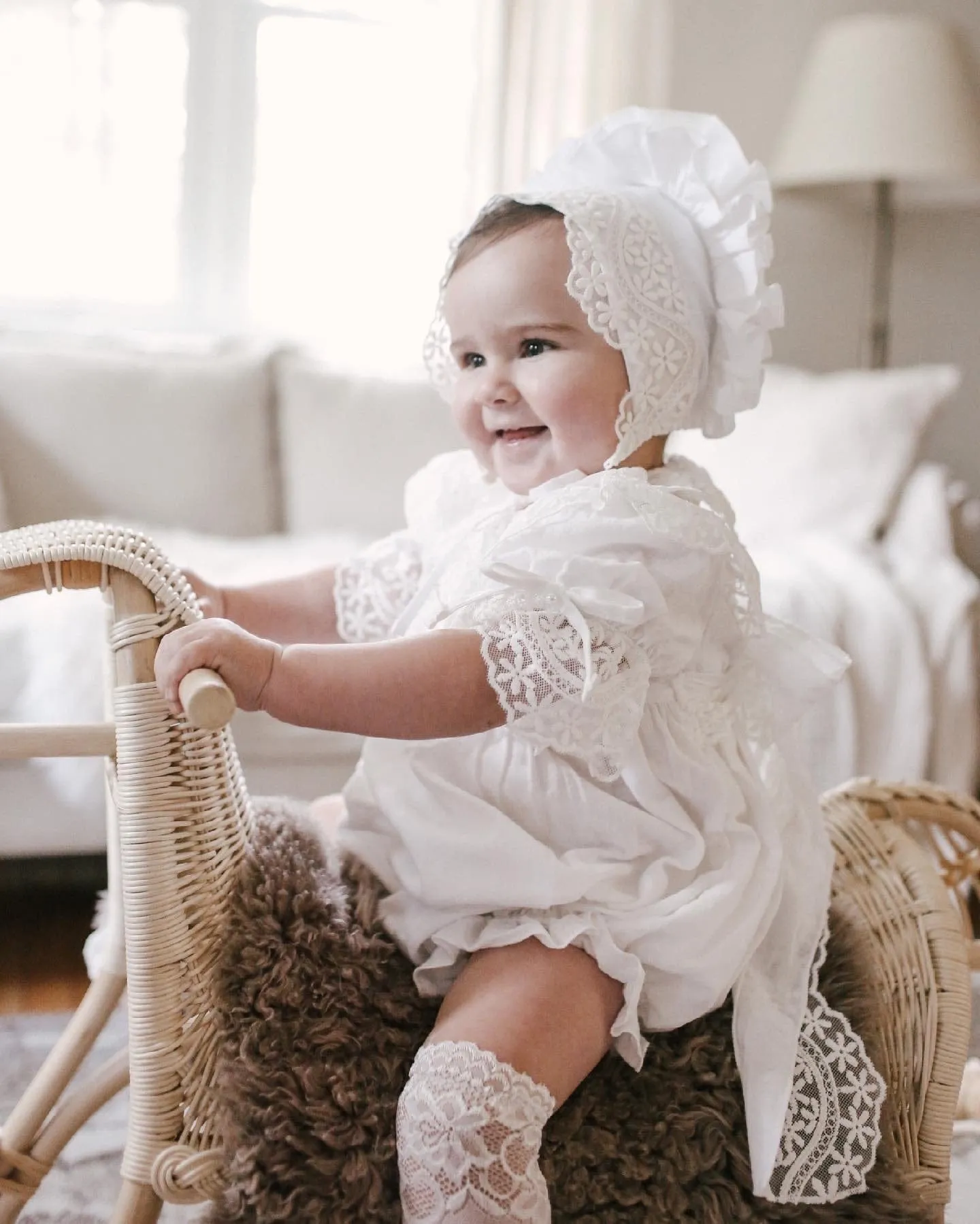 Katherine Embroidered Linen Bonnet