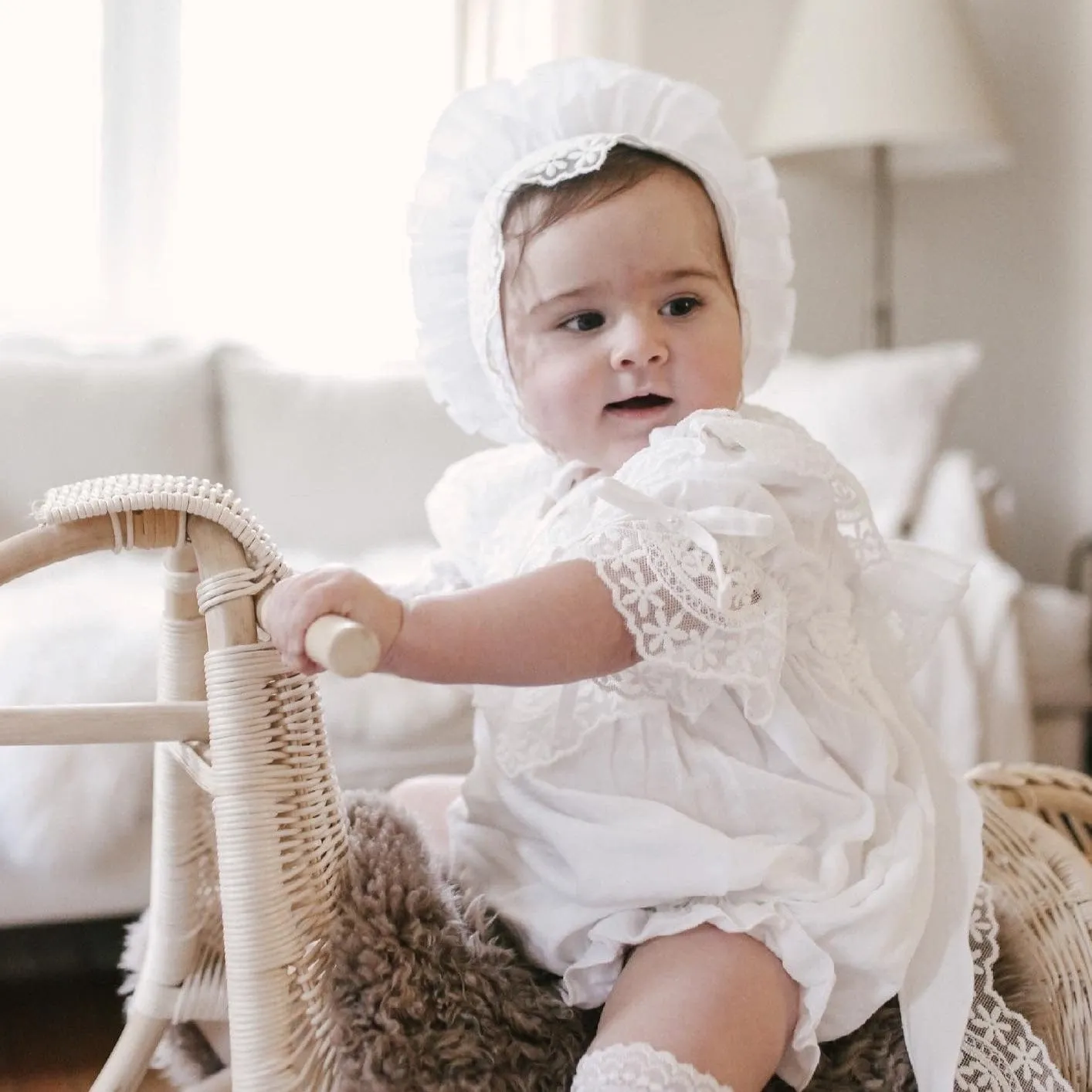 Katherine Embroidered Linen Bonnet