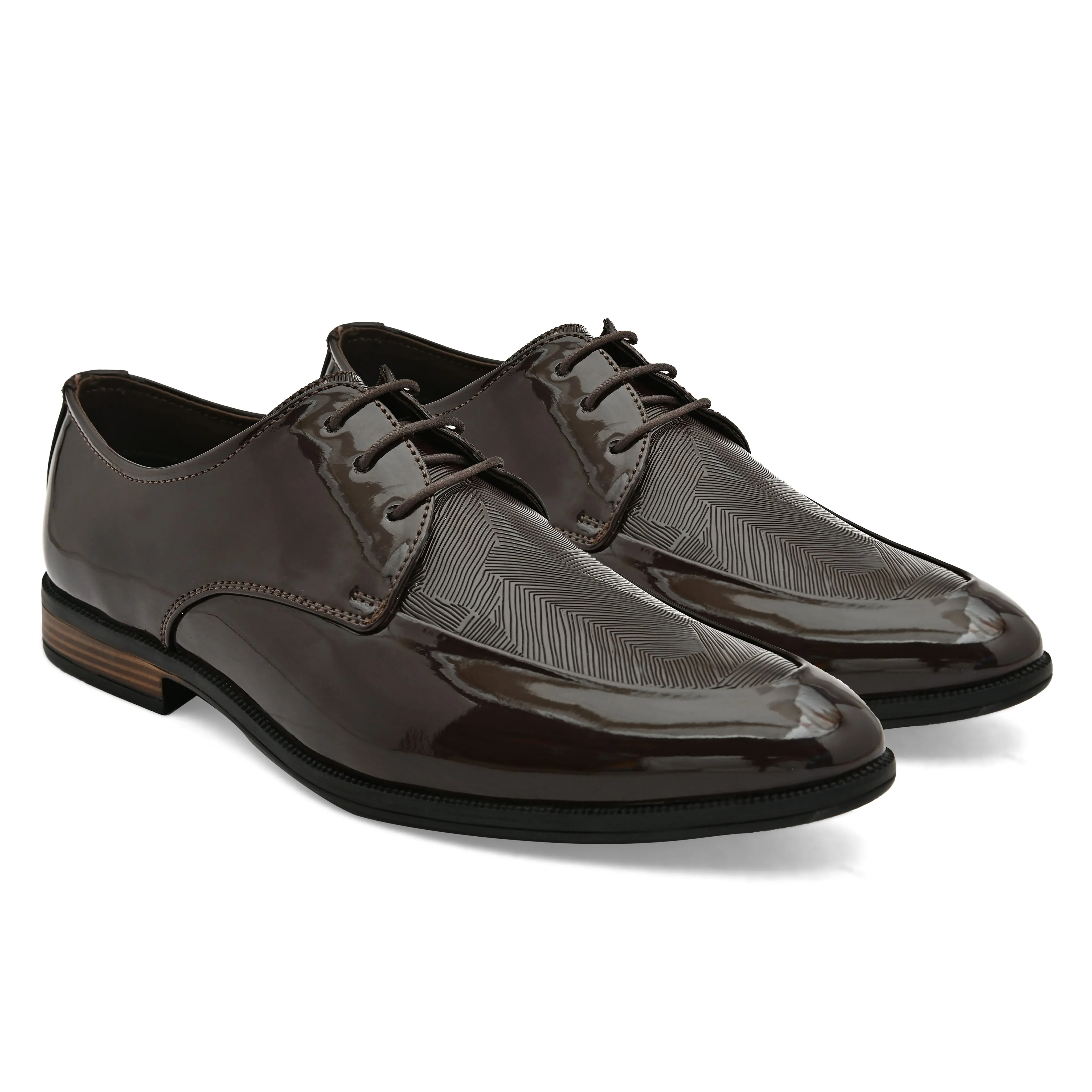 Lure Brown Textured Derby Shoes