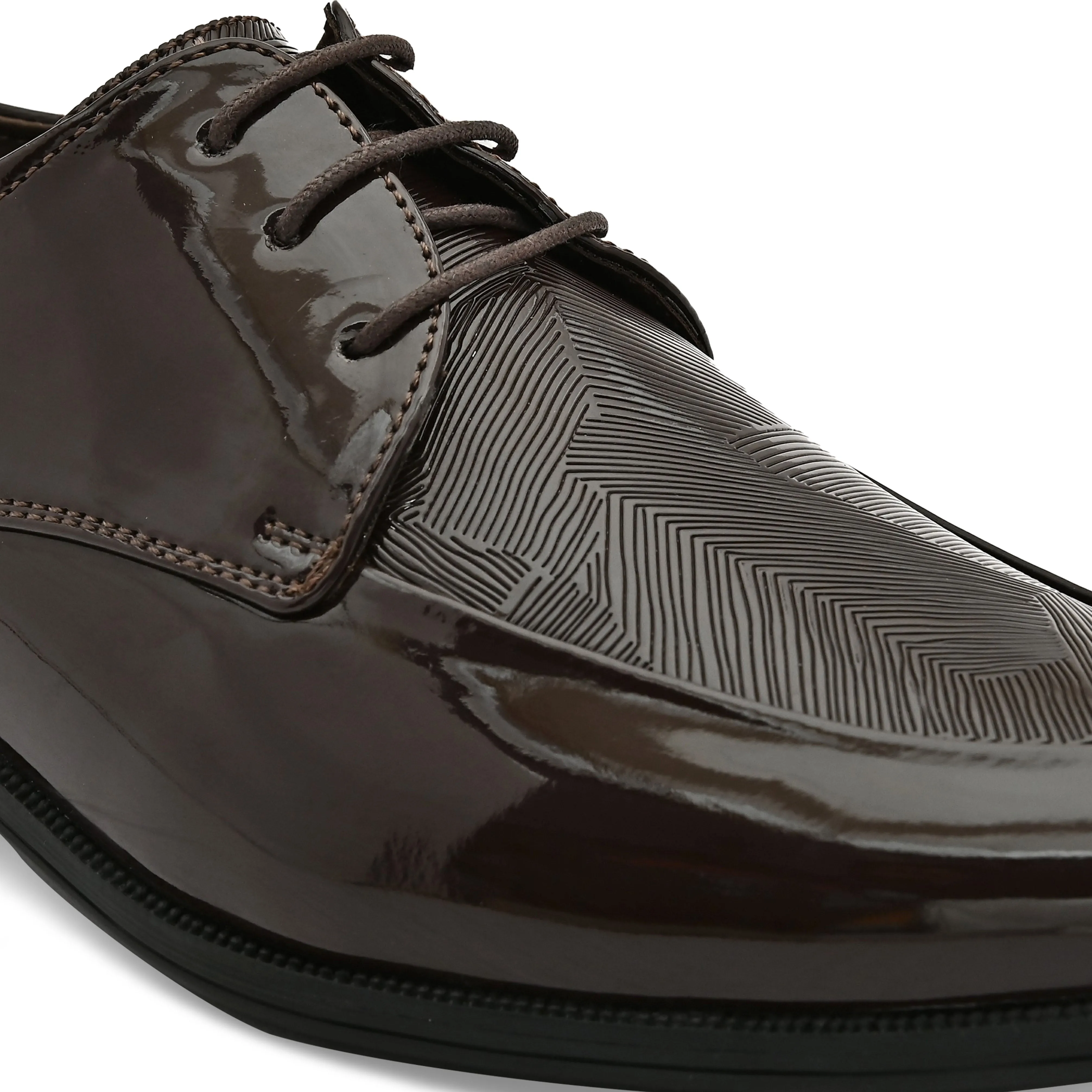 Lure Brown Textured Derby Shoes