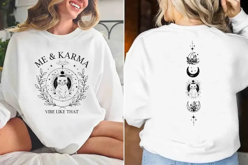 Me and Karma Vibe Like That Sweatshirt, Karma Is A Cat Shirt, Concert Shirt, Karma Cat Shirt, Midnights Album Inspired Tee, Minimal Shirt