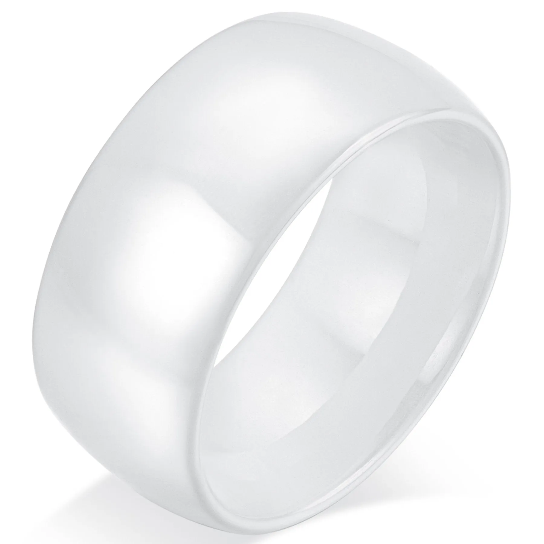 Men Women 12mm White Ceramic Wedding Ring Engagement Band High Polished Domed Design Comfort Fit