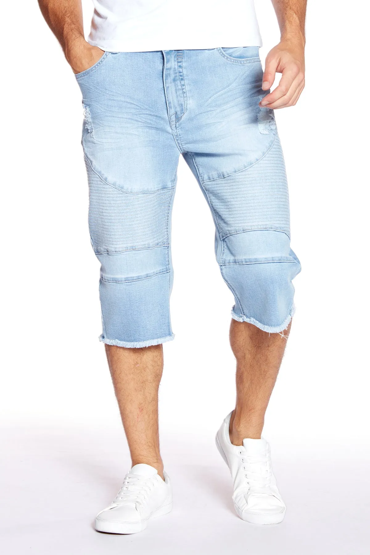 Men's Capri Shorts - Blue Bleach