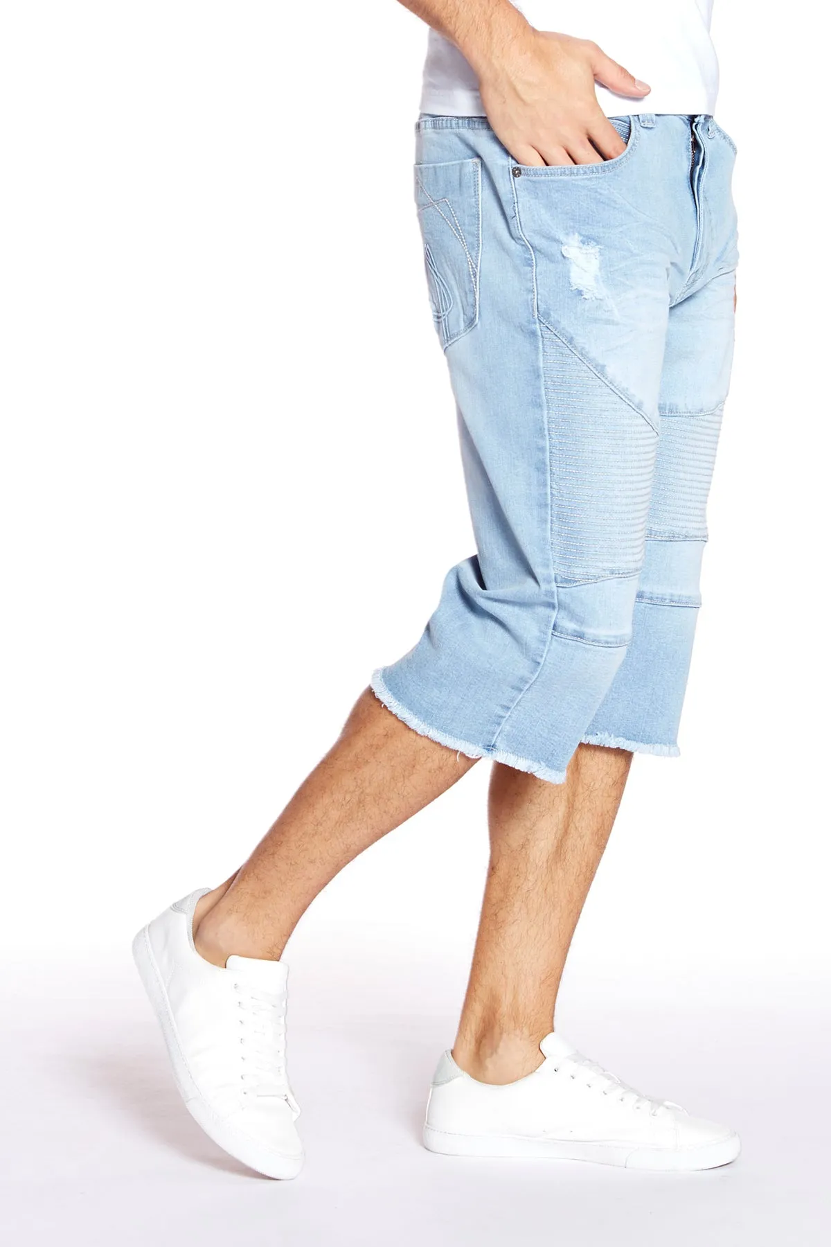 Men's Capri Shorts - Blue Bleach