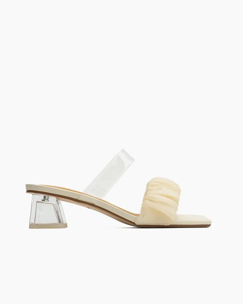 Mesh Transparent Chunky Heel Sandals