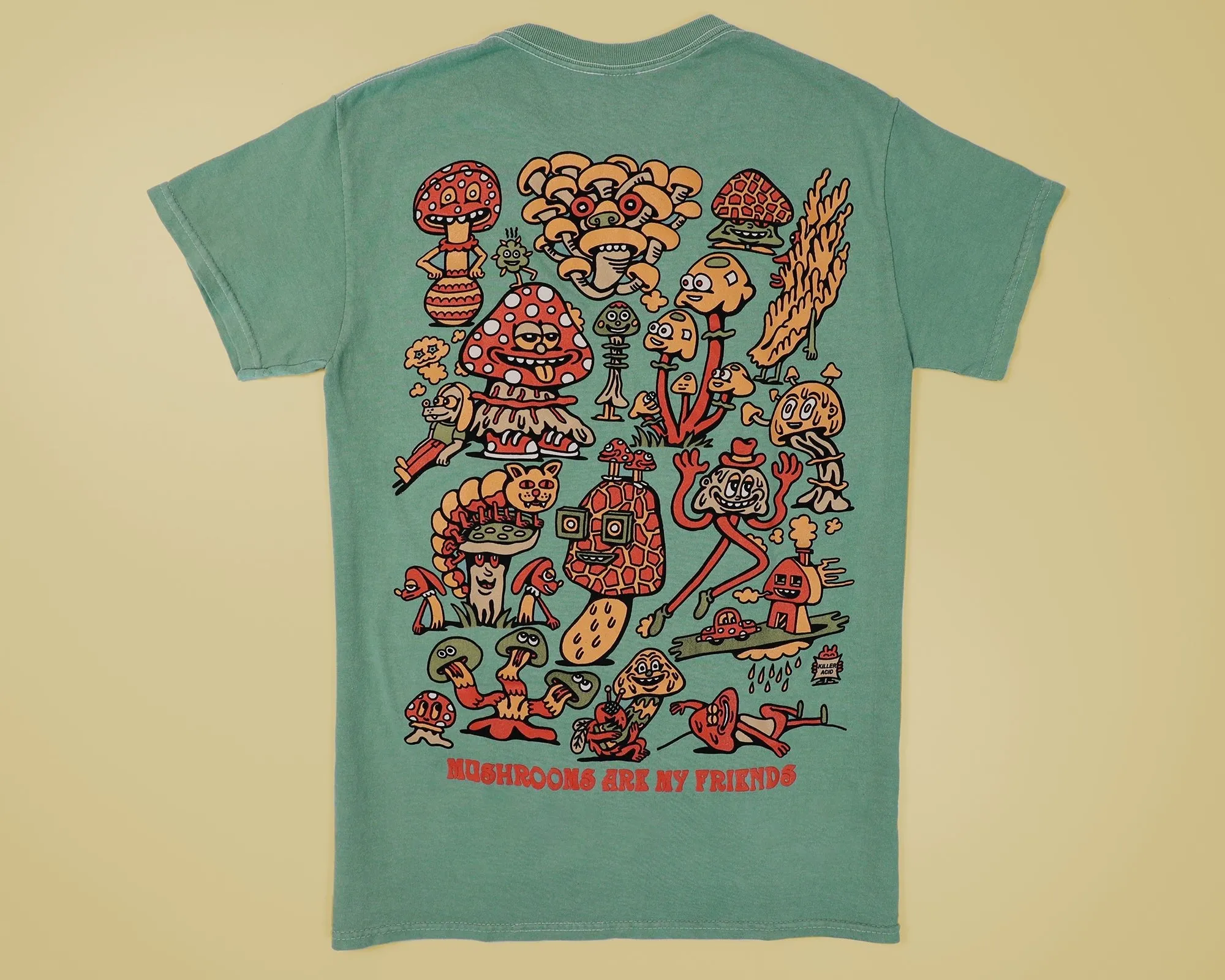 Mushroom Friends Camp Green T-Shirt