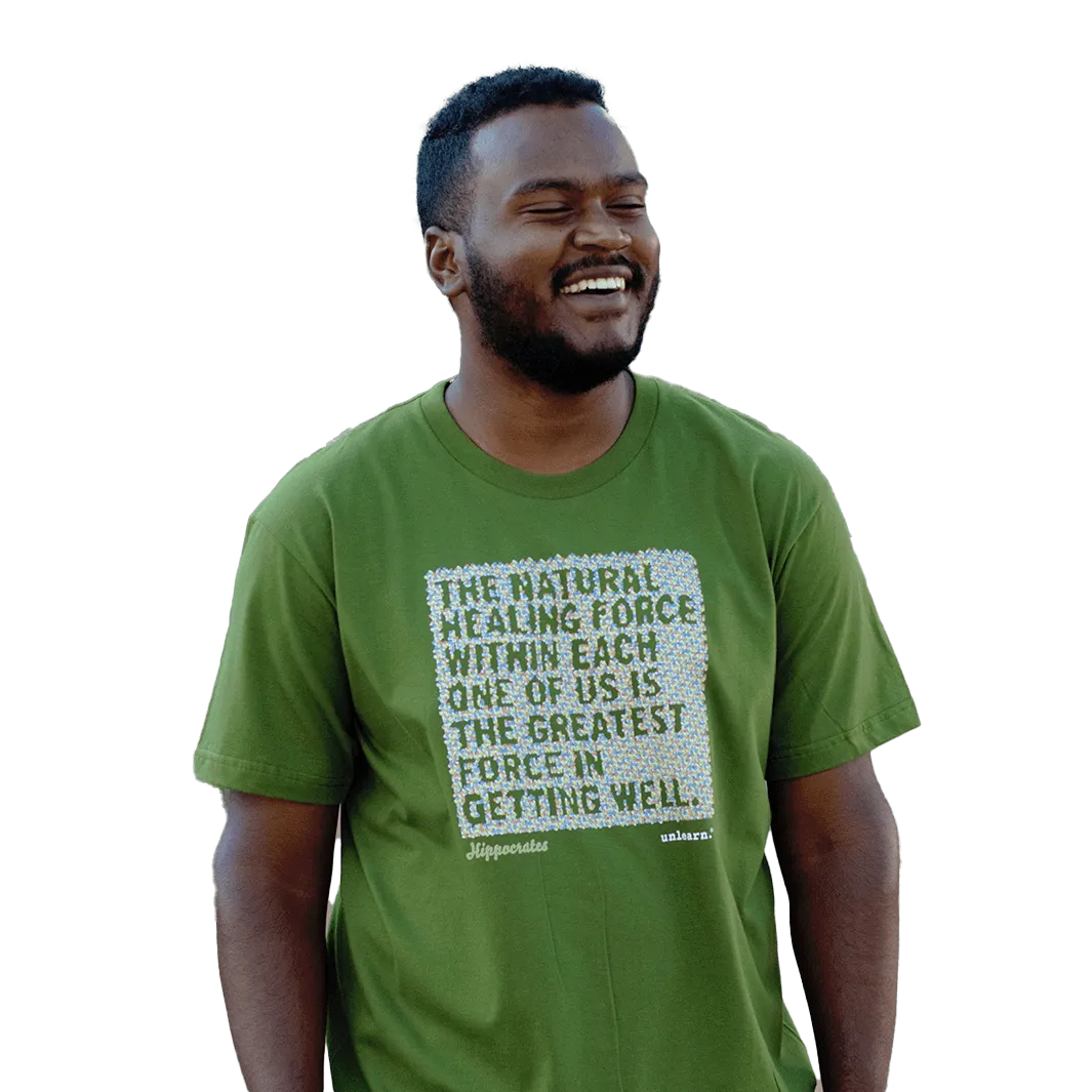 Natural Healing - Relaxed Fit Olive Green T-Shirt