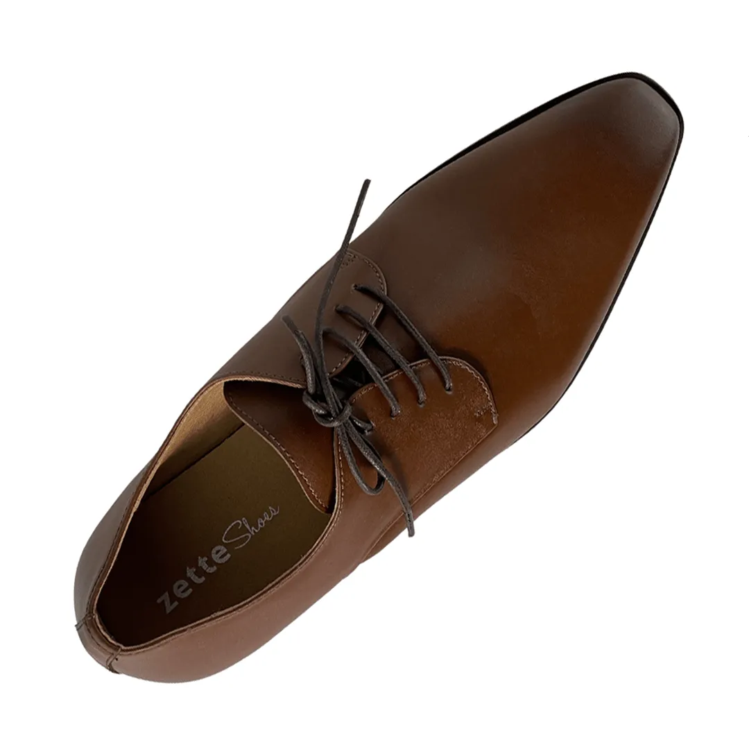 'Nero' Men's Vegan Derby Shoe by Zette Shoes - Cognac