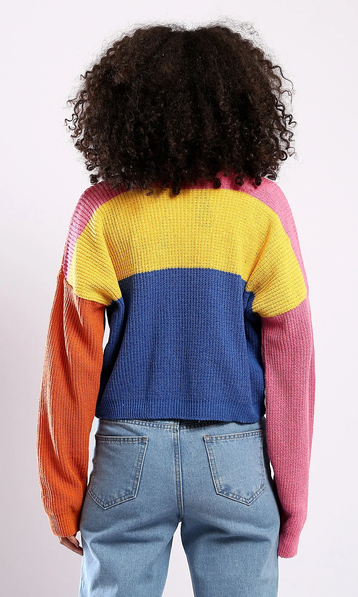 O173660 Colorful Knitted Comfy Multicolour Cardigan