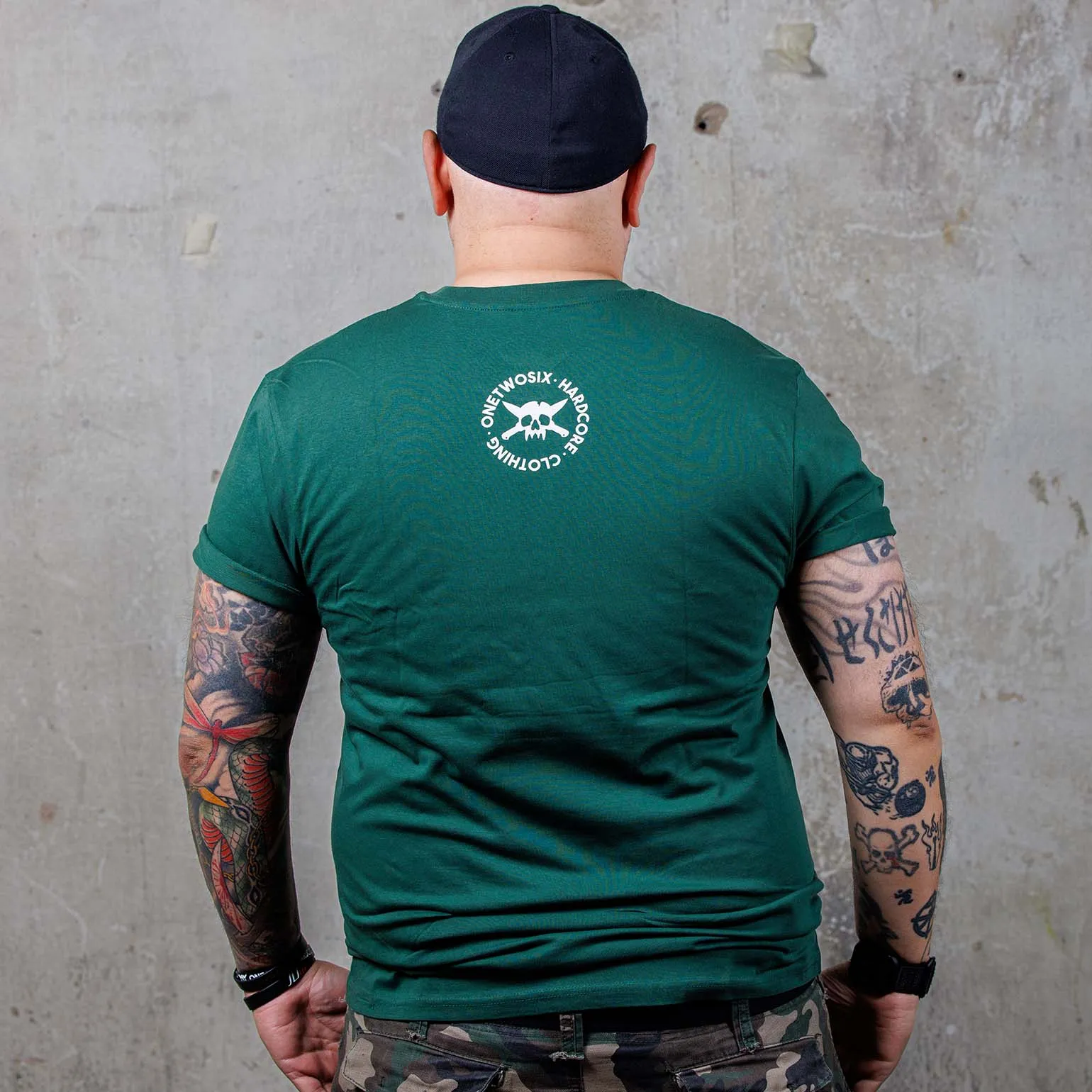 OneTwoSix Hardcore Clothing  T-Shirt (Bottle Green / Organic Cotton )