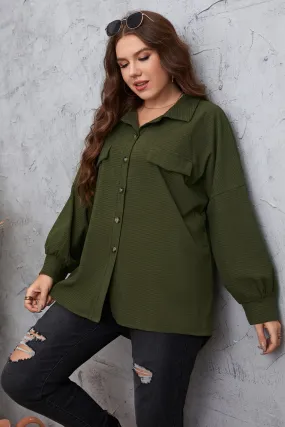 Plus Size Dropped Shoulder Shirt - Curve Women's Clothing