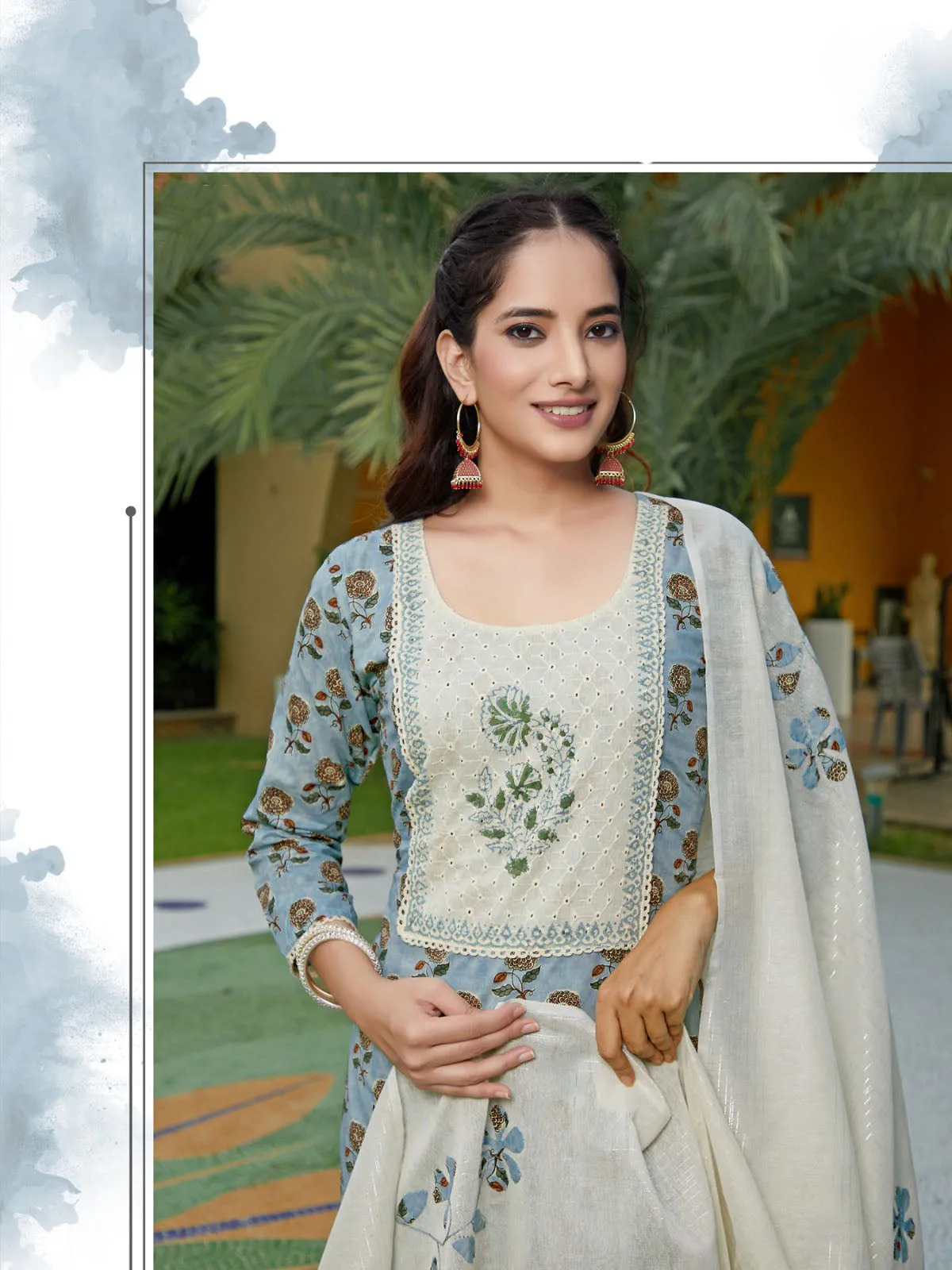 Stunning Grey Color Designer Kurtis Suits With Pant And Dupatta