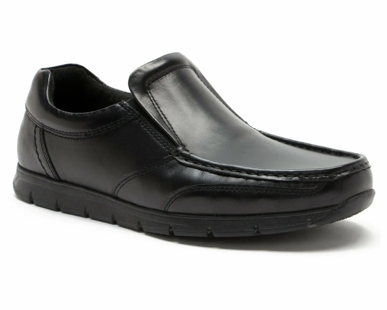 Red Tape Dalton Leather Slip On Shoes Black