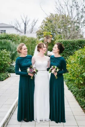 Scoop Long Sleeves Spandex A Line Bridesmaid Dresses