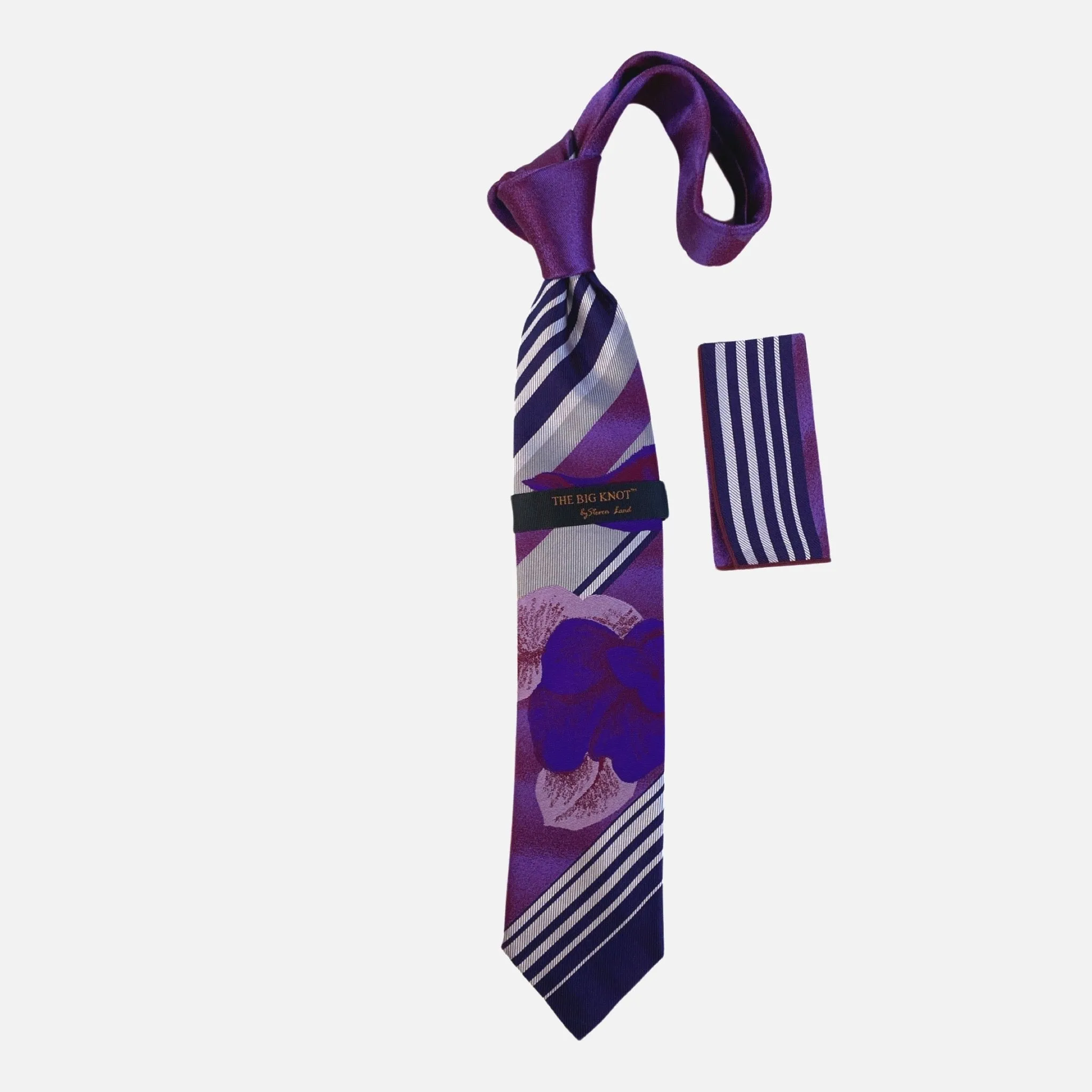 Steven Land “BW2434” Magenta Silk Tie and Hanky