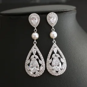 Teardrop Wedding Earrings-Esther