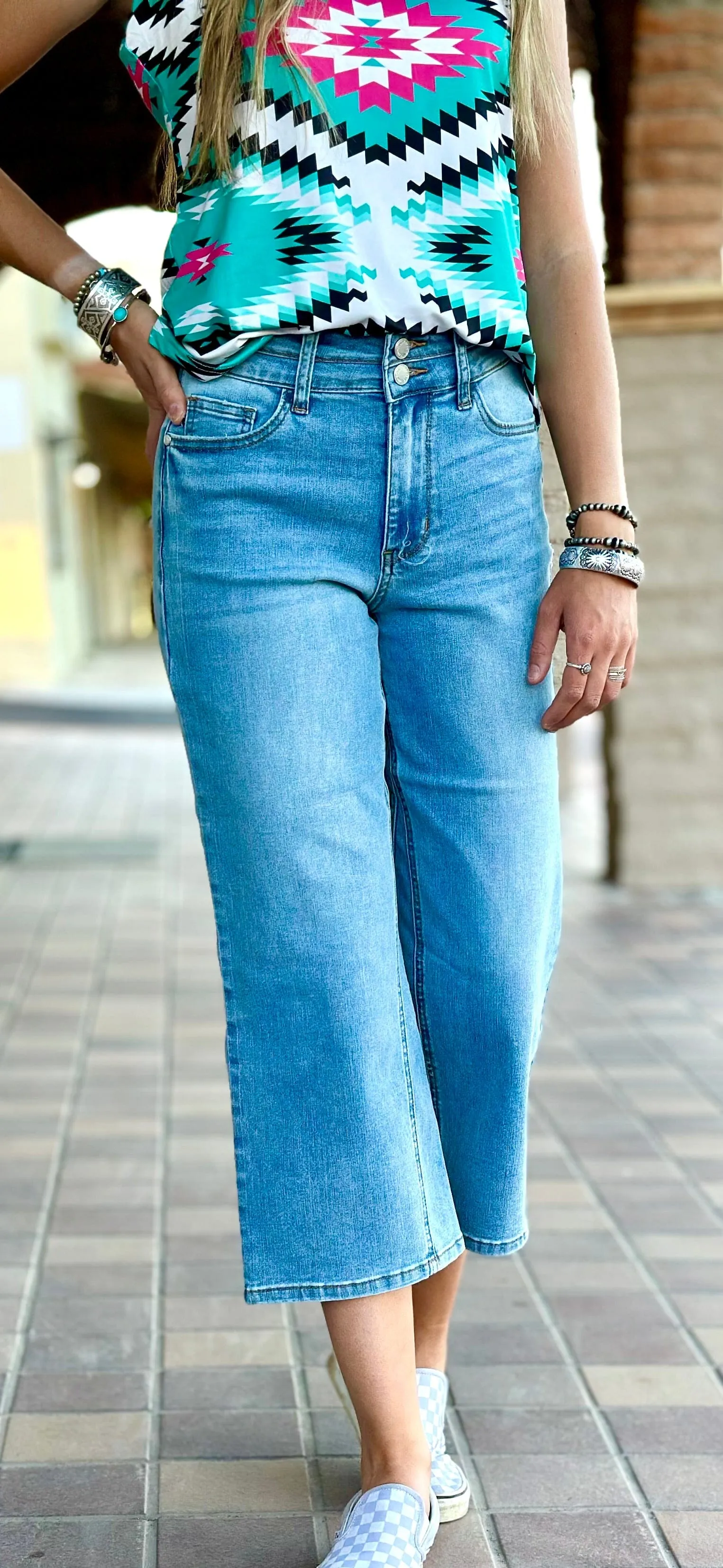 The Judy Blue Wide Leg Ankle Crop Denim