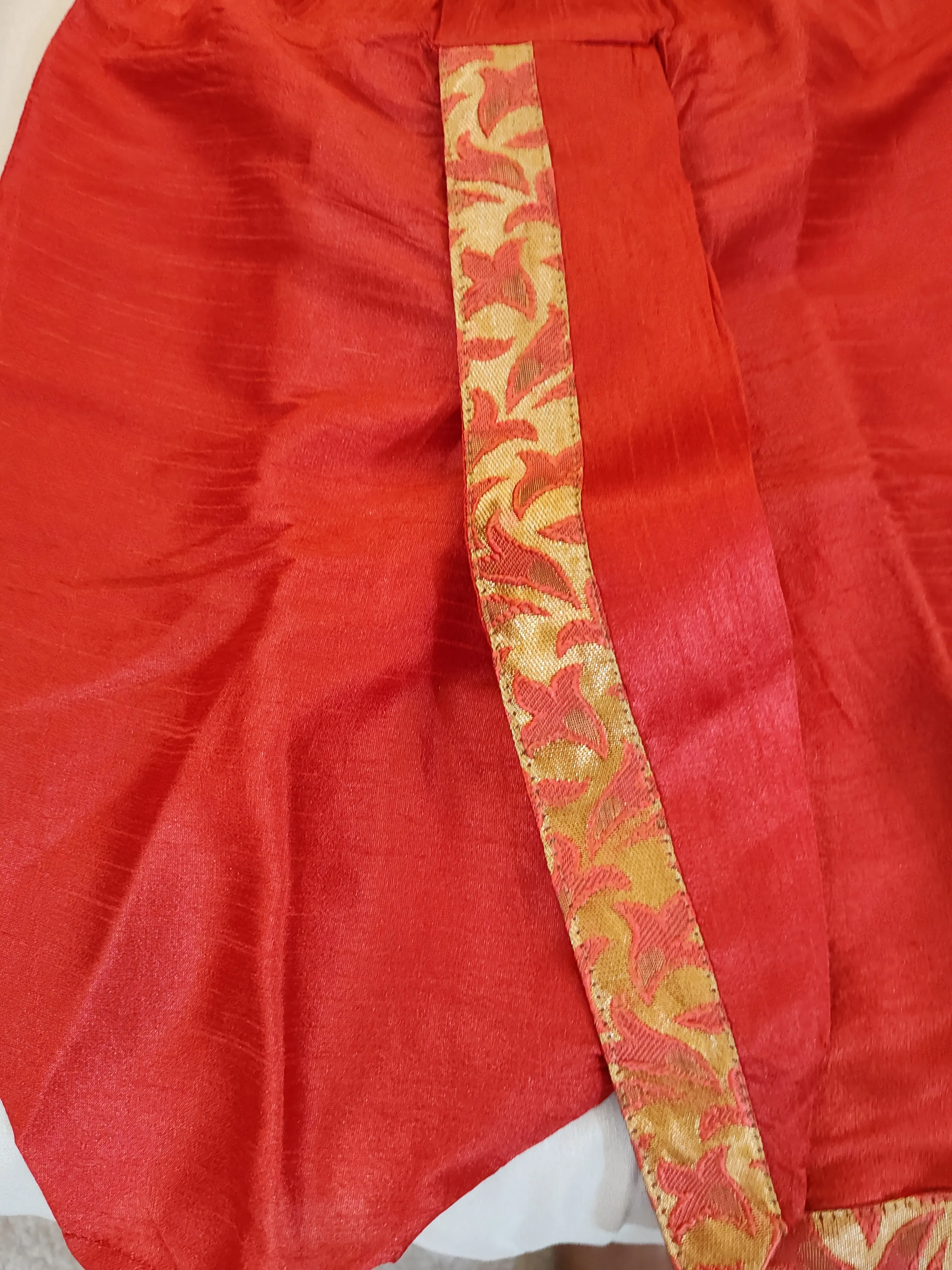 Trendy Boys Red Color Silk Cotton Kurta Pajama Pant And Dhoti Style Pant