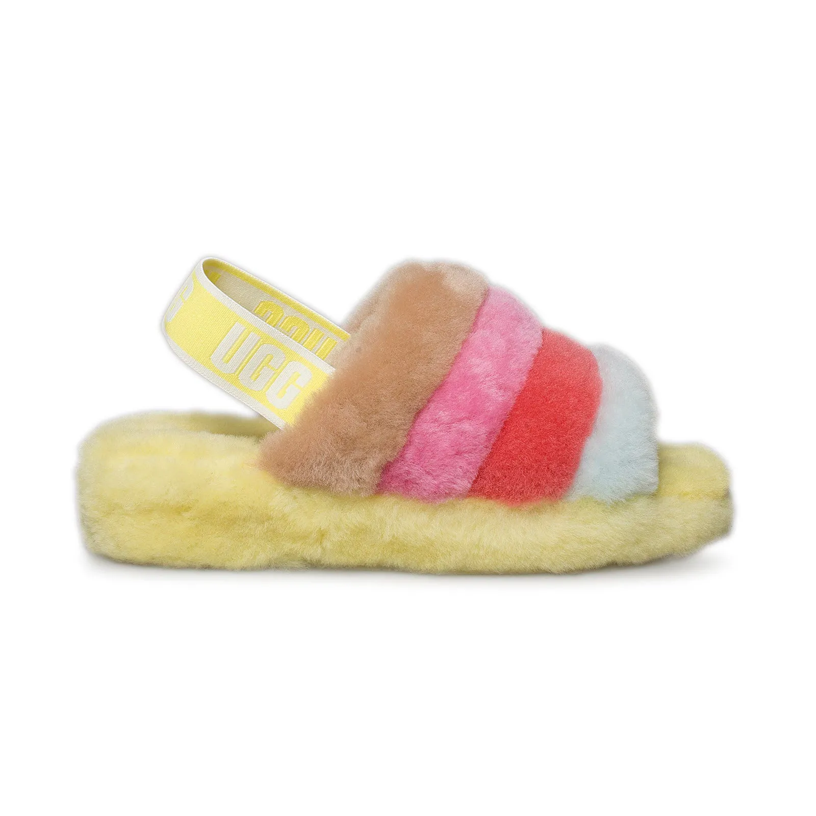 UGG Fluff Yeah Slide Yellow Multi Slippers - Women's