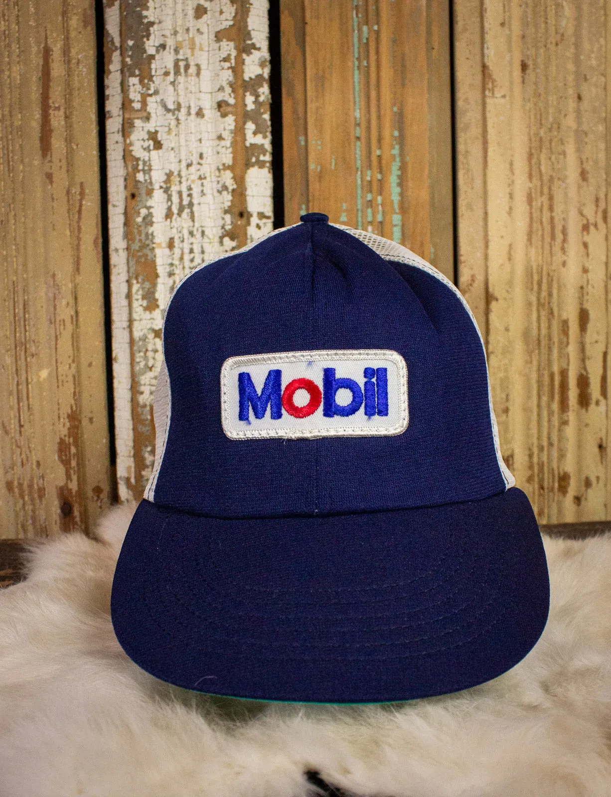 Vintage Mobil Trucker Hat Blue/White