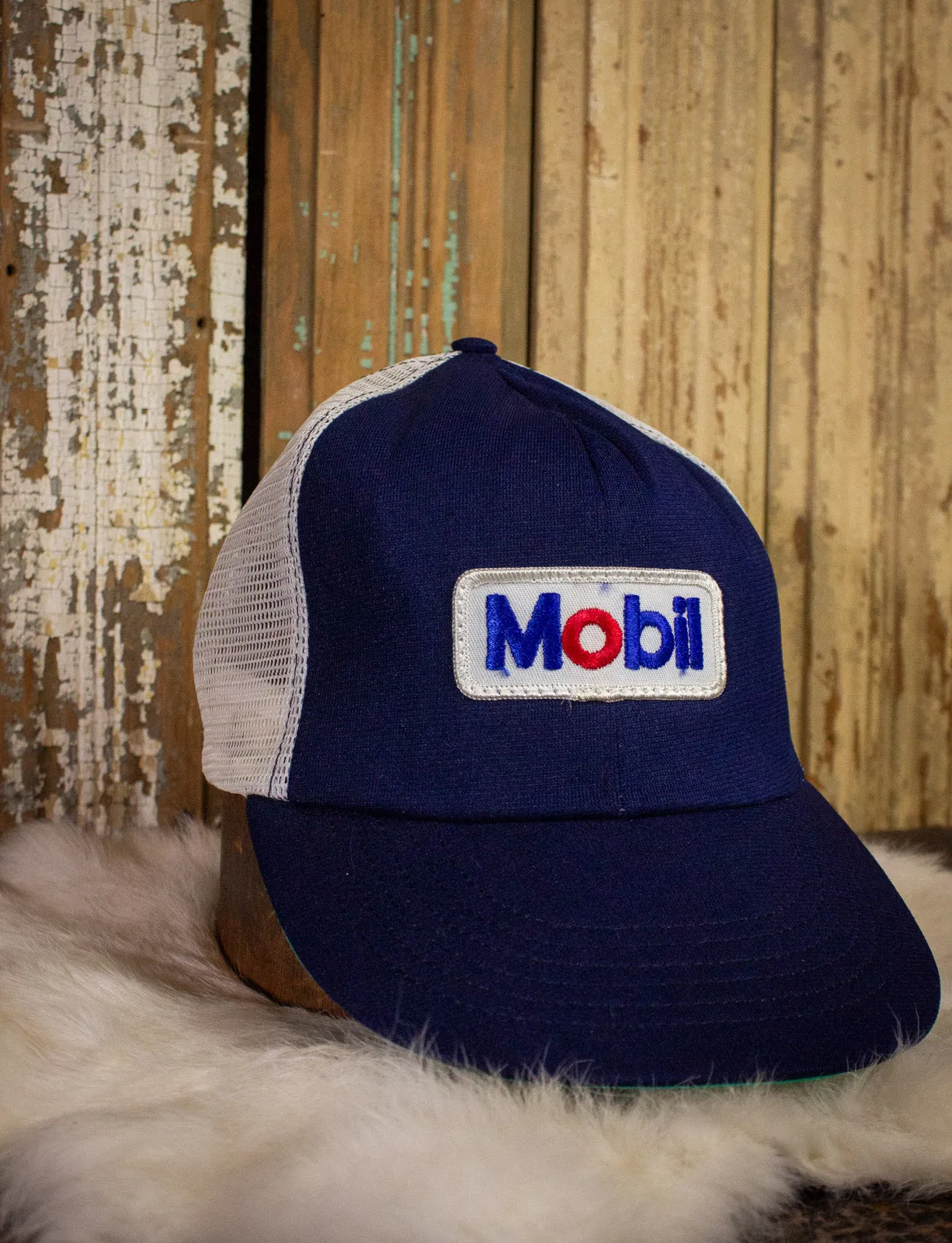 Vintage Mobil Trucker Hat Blue/White