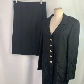 VTG Escada Black Silk Blend with Enamel Buttons Suit