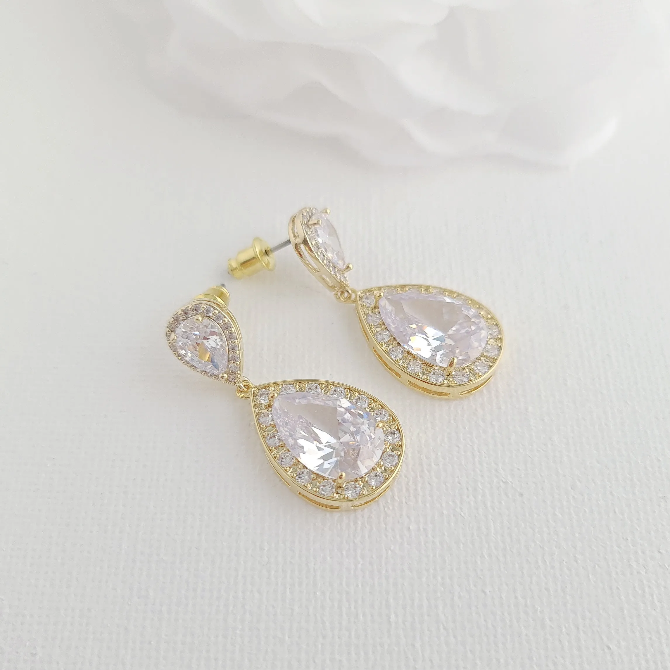 Wedding Earrings for Brides, Bridesmaids in Teardrops-Evelyn