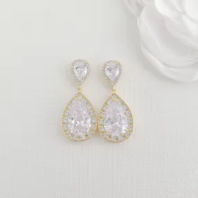 Wedding Earrings for Brides, Bridesmaids in Teardrops-Evelyn