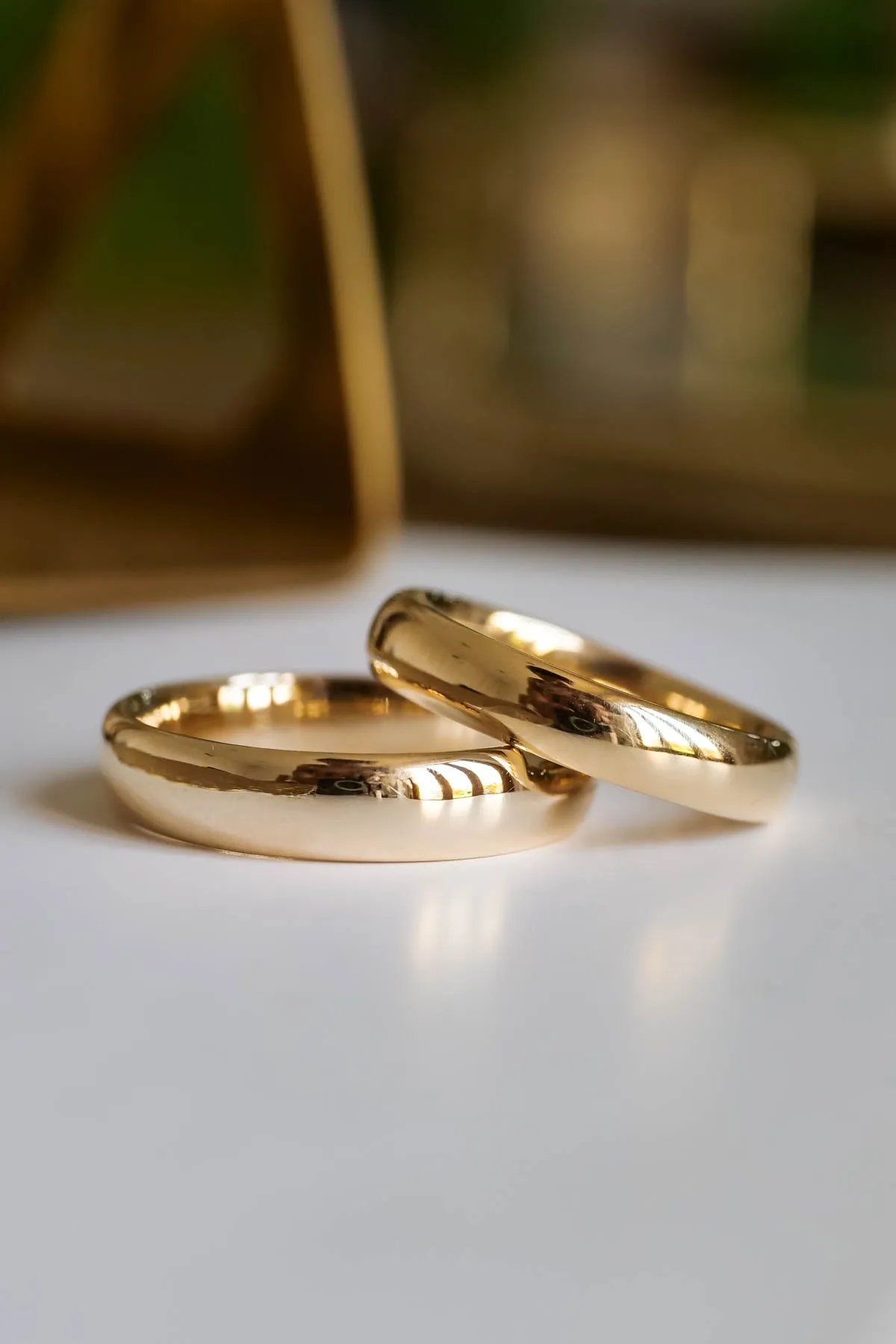 Wedding rings set for couples: classic polish finish bands 4mm and 5mm