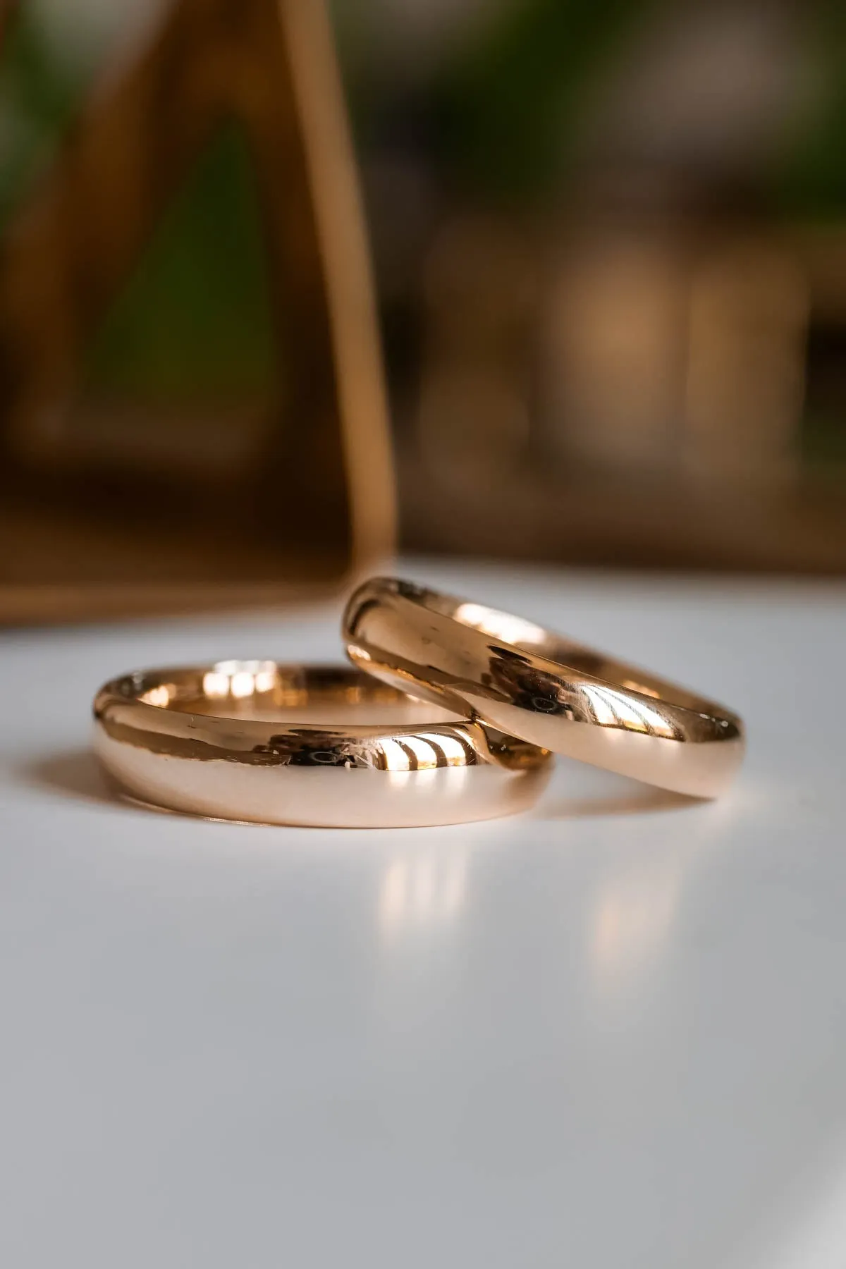 Wedding rings set for couples: classic polish finish bands 4mm and 5mm