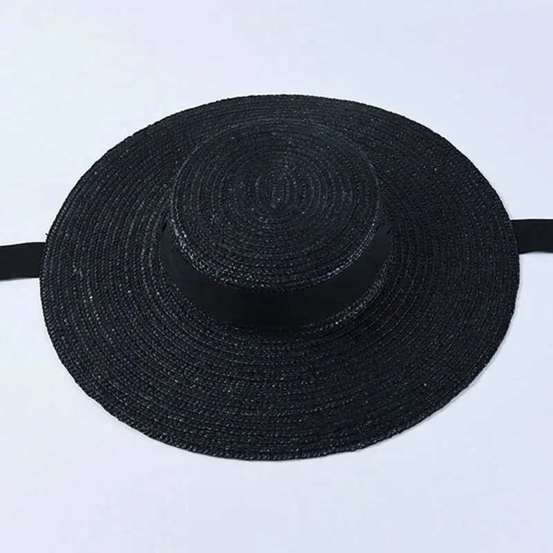 Wide Brim Straw Boater Hat