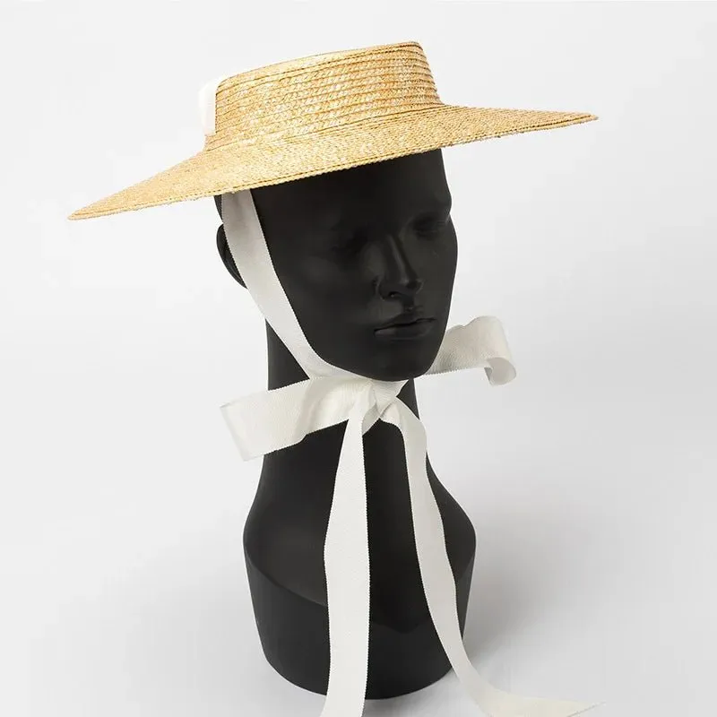 Wide Brim Straw Boater Hat