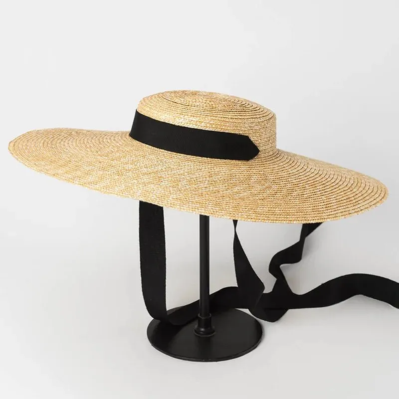 Wide Brim Straw Boater Hat