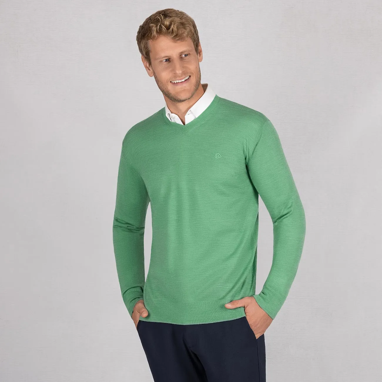 Wool Pullover Light V Neck Men